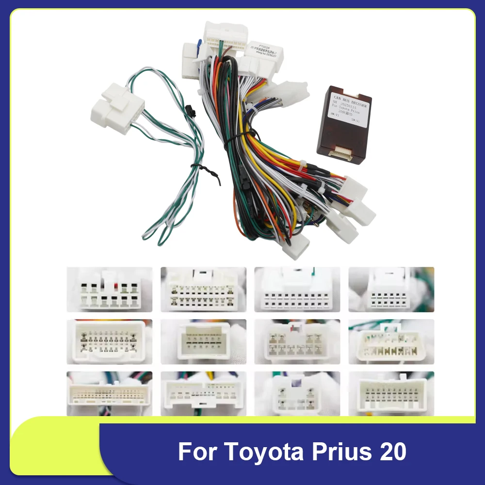 16 Pin CANBUS Decoder Wiring Harness For Toyota Prius 20 2003-2009 Android Radio Power Cable Adapter