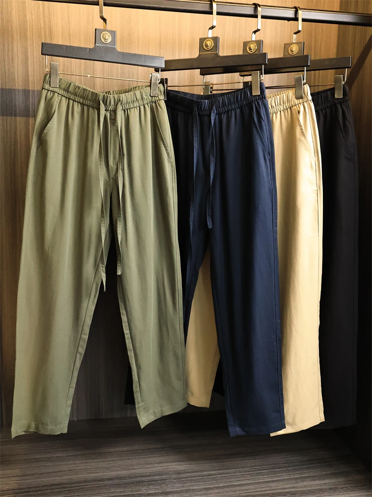

Льняная лиоцелла, мужские повседневные брюки, прямые брюки, удобные для кожи, модные городские брюки, осенние брюки для поездок на работу