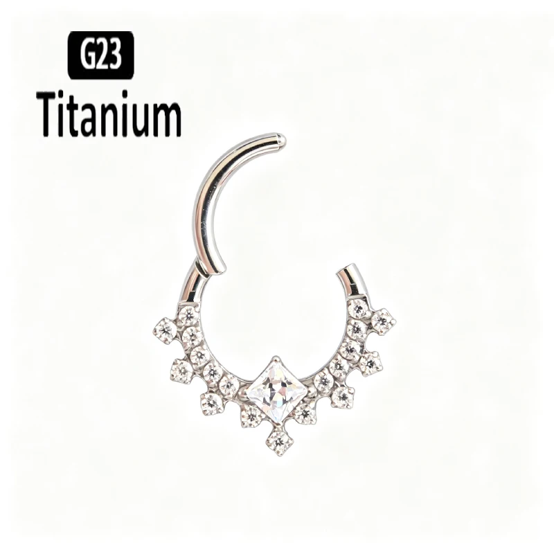 G23 Titanium High Quality Plane CZ Septum Hoops Piercing Clicker Nose Rings Segment Tragus Cartilage Daith Earrings Body Jewelry - view 3