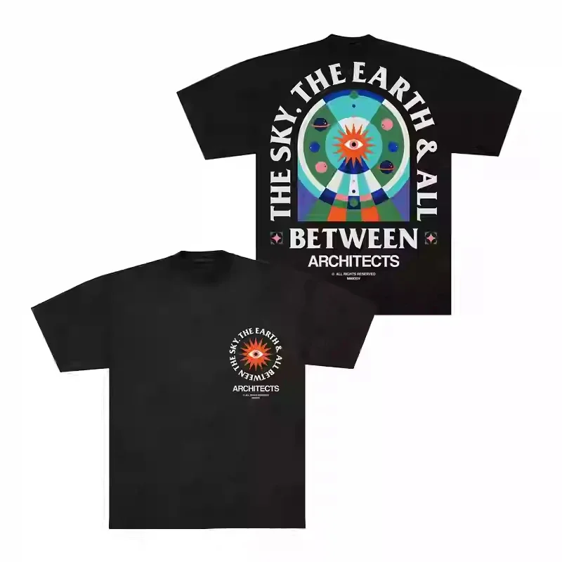 Camiseta masculina arquitetos metal core arquiteto banda larga vintage algodão masculino e feminino manga curta camiseta verão