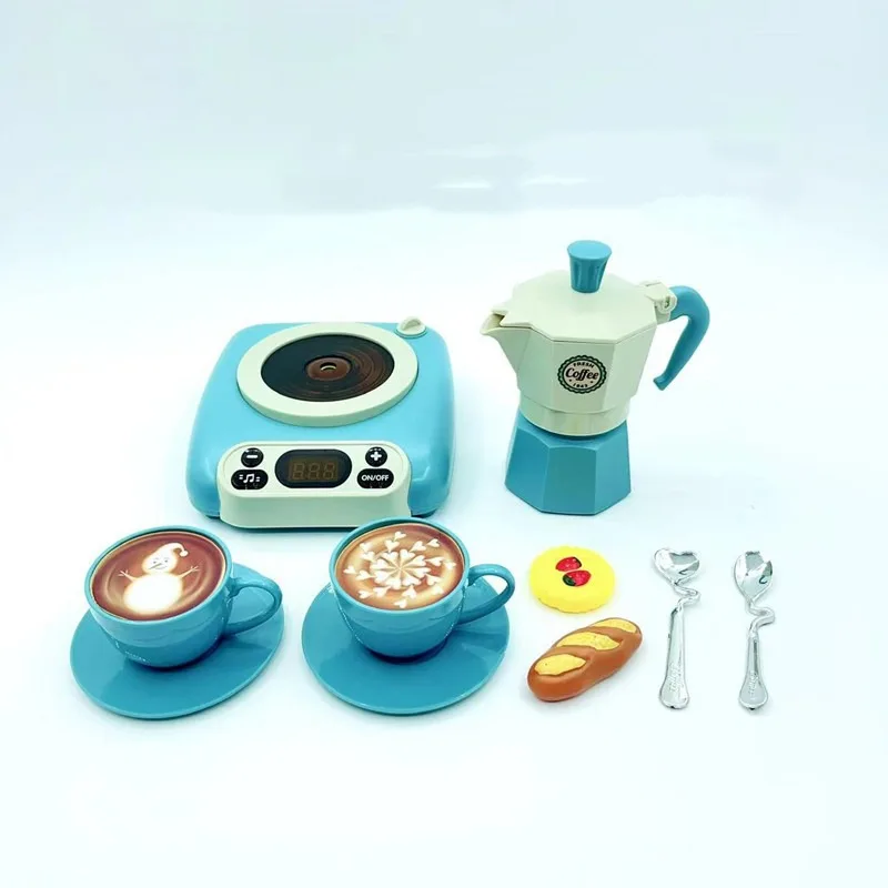 

Children Pretend Play Toys Simulated Kitchen Set Simulation Coffee Pot Set with Light Sound Spray Children Puzzle Toys Girl Gifs