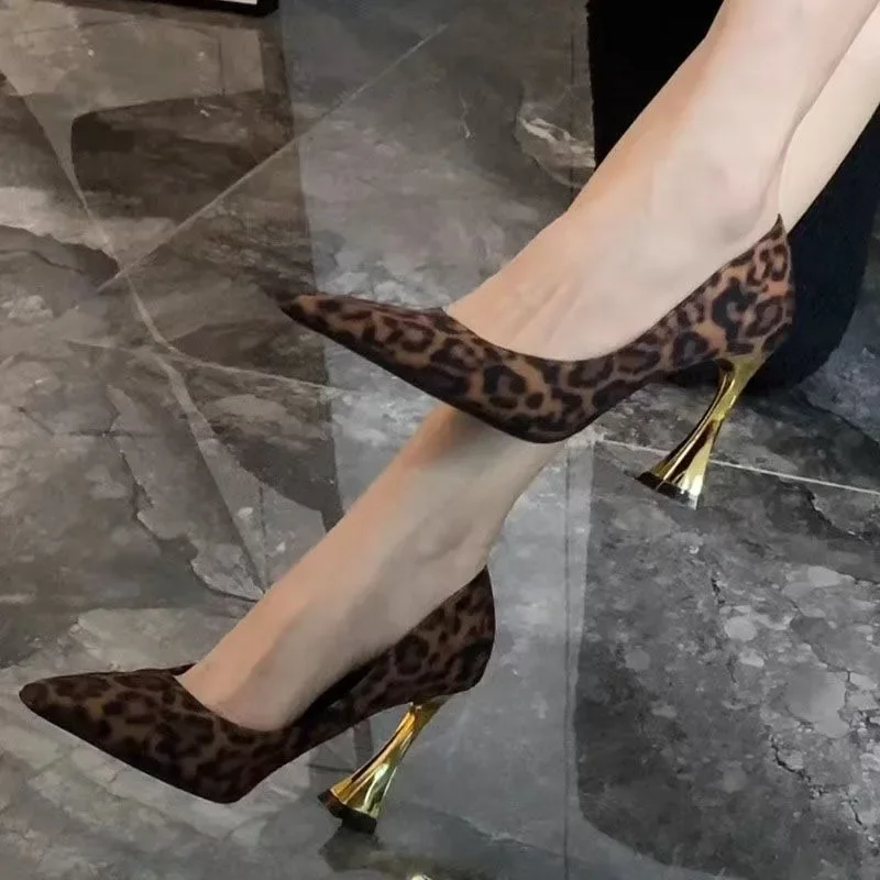 

Spring Summer Sexy Leopard Print Women's Shoes High Heels Elegant Office High Heels Women's Sandals Pointed Luxury Single Shoes