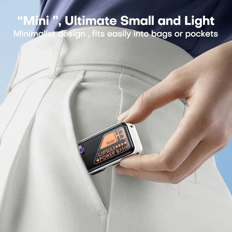 Mini Powerbank 5000mah Built-in Cable PD 20W Portable Charger Fast Charging for IPhone 15 Samsung Xiaomi External Battery - Image 2