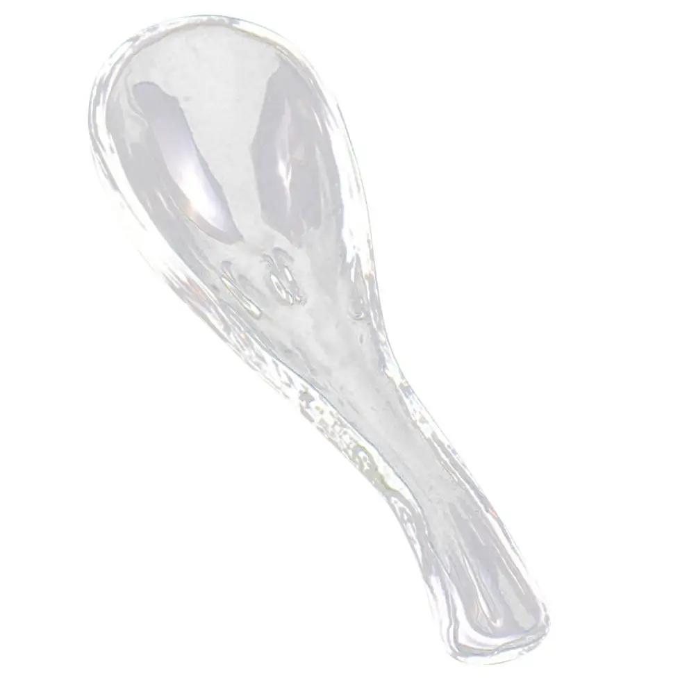 Cuchara de Vidrio Asiática Transparente, Superficie Lisa, Cuchara para Sopa y Arroz, para Restaurante, Hogar, Buffet, Cocina, Servir Postres Chinos