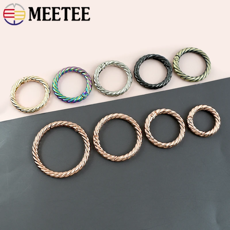 

10Pcs Meetee 20-38mm Metal O Ring Spring Clasp Bag Strap Snap Buckle Webbing Keychain Clip Connector Hook Hardware Accessories