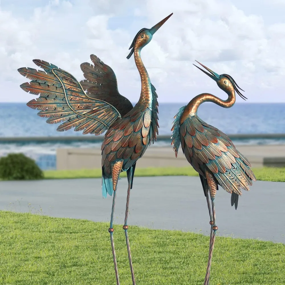 

Crane Statues for Garden Decor, Metal Yard Art Heron Garden Statues, Standing Garden Sculptures & Statues for Yard Decorations