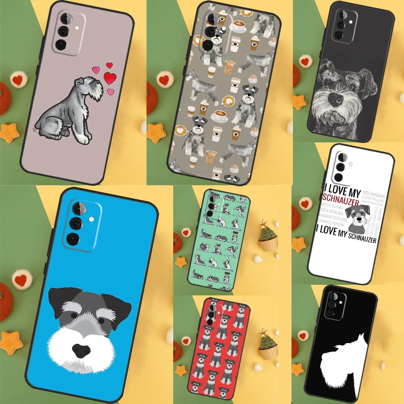 Cartoon Schnauzer Dog Case For Samsung Galaxy A14 A34 A54 A55 A35 A15 A73 A53 A33 A23 A13 A12 A32 A52 A51 Cover