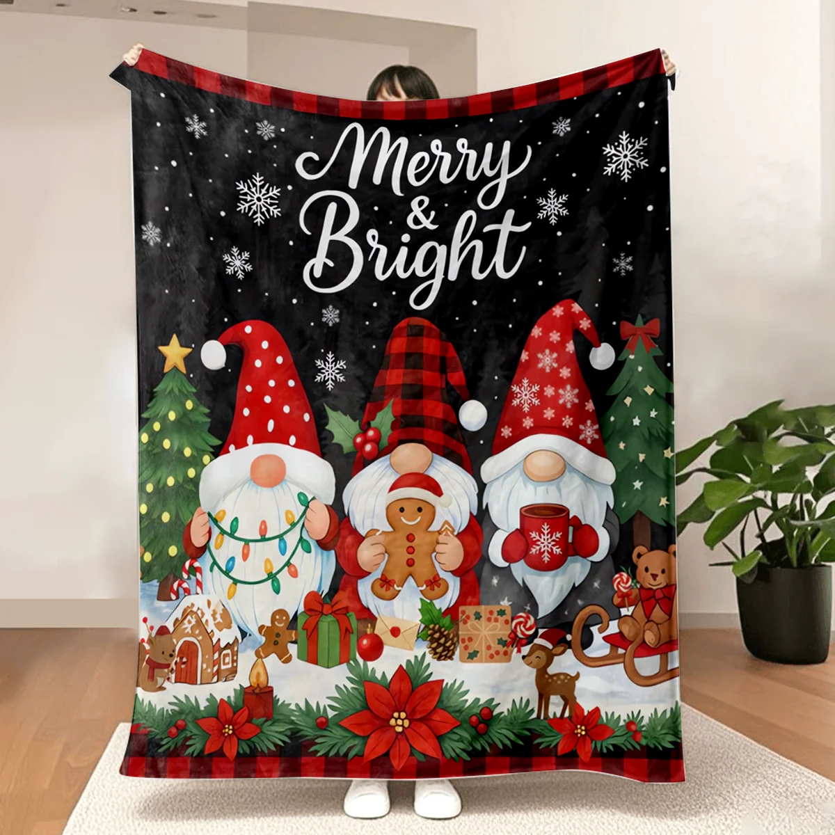 Gnome Weihnachtsdekoration, Überwurfdecke, Flanell-Winterdecken für Couch, Sofa, Urlaubsdekoration, Weihnachtsfest-Geschenke