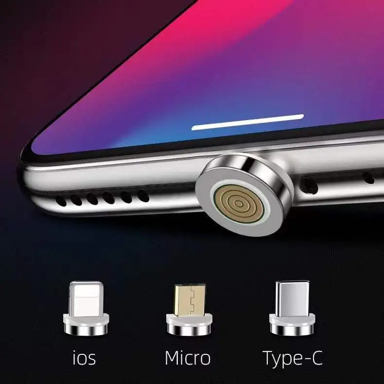 Fast Magnetic USB Type C Micro IOS Connector Tip Heads 360° Rotating Magnetic Phone Adapter Connector for Samsung Xiaomi Huawei