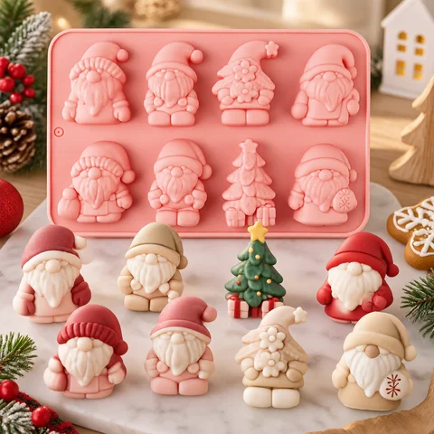Mold Christmas Silicone Mold Food Grade Non Stick 3D Santa Tree Chocolate Candy Bakeware for Holiday Kitchen Dessert Decorating