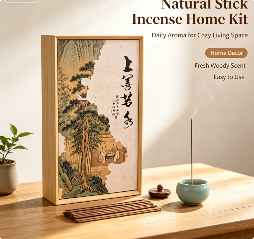 Natural Stick Incense Gift Box Complete Incense Burner Kit Oriental Fragrance For Yoga Tea Room Relax Decor