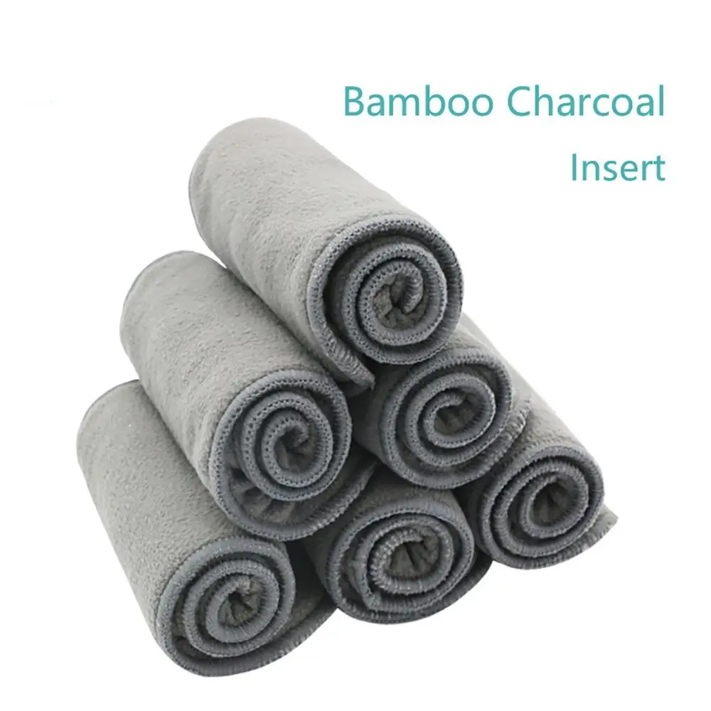 Happy Flute High Quality Baby Nappies Bamboo Charcoal Liner Nappy Diaper Insert For Baby Cloth Diaper Nappy Washable 4 Layers