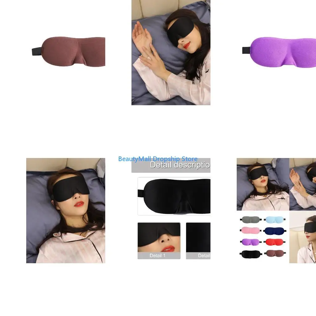 40JD Portable 3D Sleepings Masks Soft Knits Material Blocks Light During Travel or Napping