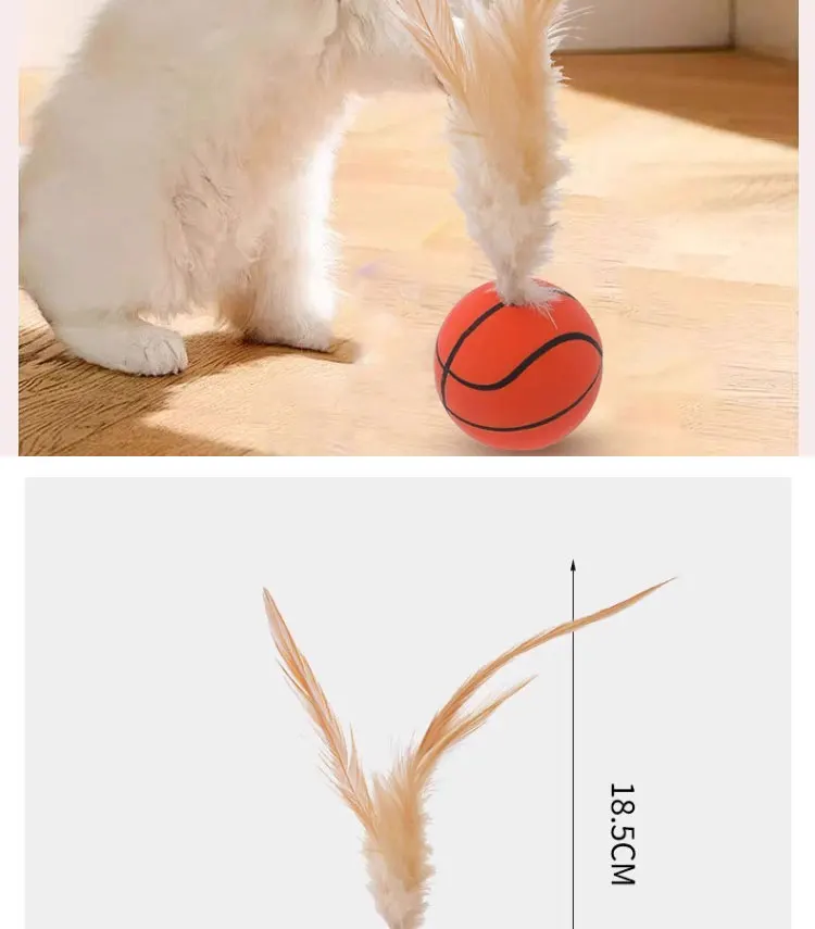 1/3 Stück interaktives Katzenspielzeug: Interaktive, federnde Bälle mit Federn, Katzenspielzeug für den Innenbereich, um die überschüssige Energie der Katze abzubauen. – Detail 5