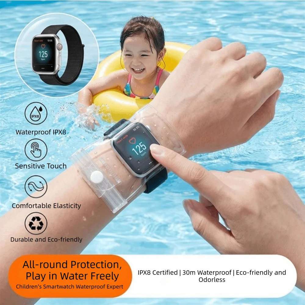 IPX8 Waterproof Smartwatch Waterproof Protective Pouch Sealed Portable Underwater Watch Cover Touchscreen Compatible