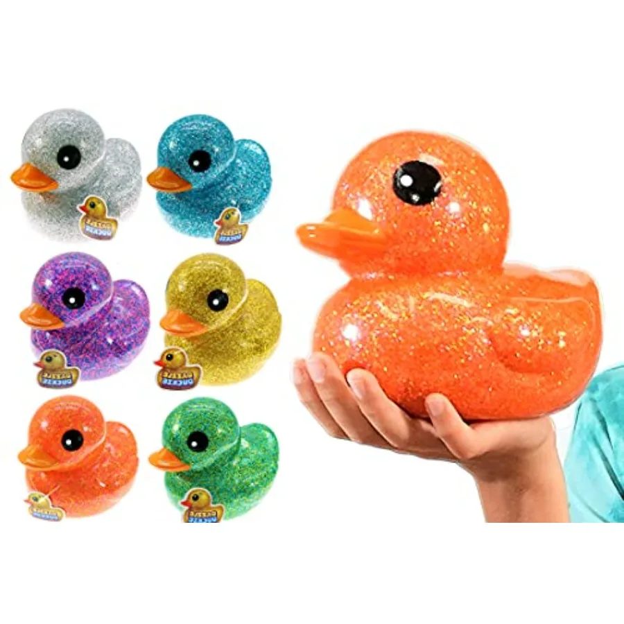 

Giant Glitter Rubber Ducks Metallic Colors 7" Units Fidget Toy for,Sensory Play Stress Relief Stocking Stuffers Supplies Pinata