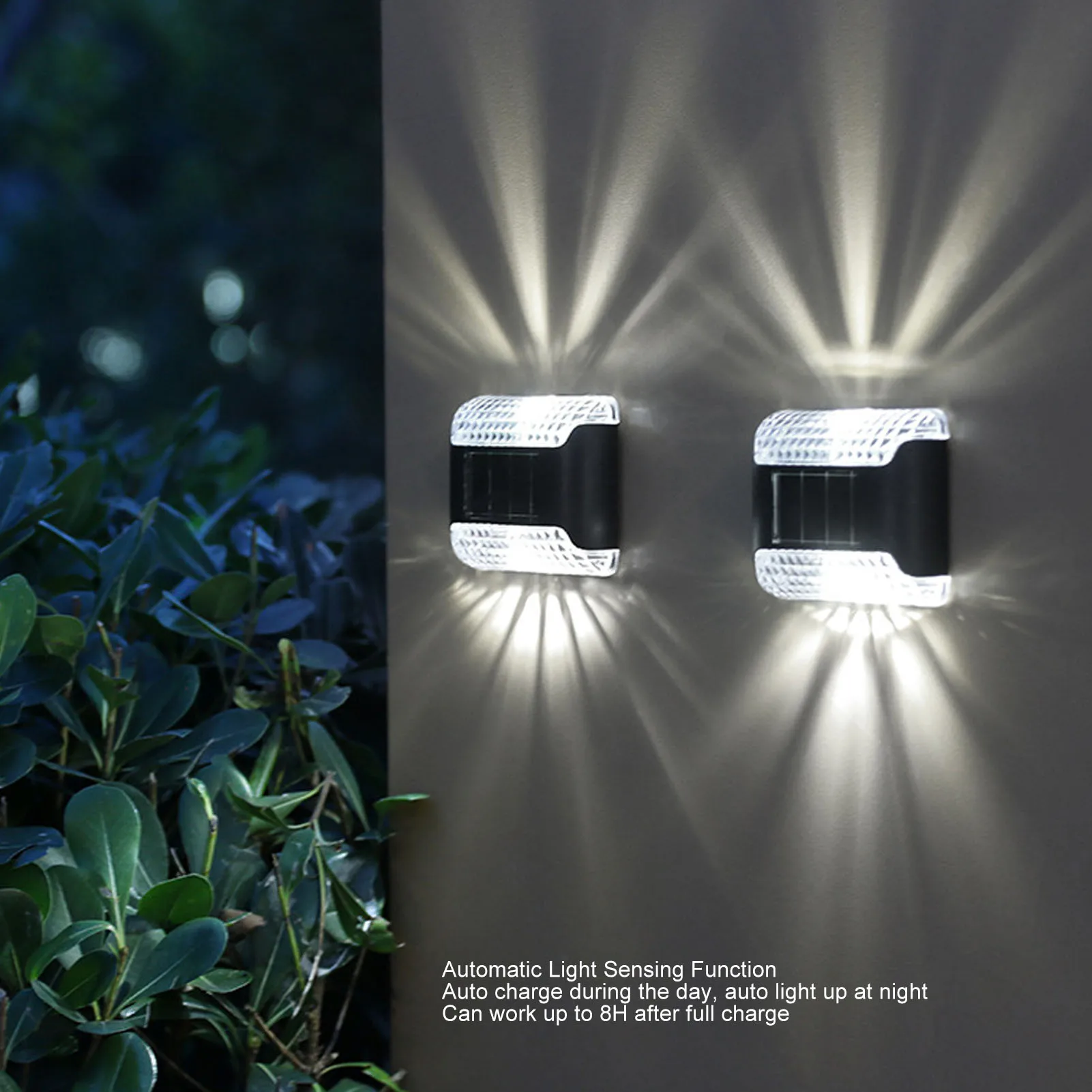 4 Stück Solar-Wandleuchten, wasserdicht, für den Außenbereich, hohe Helligkeit, LED, nach oben und unten, Garten- und Hoflampe, automatische Beleuchtung