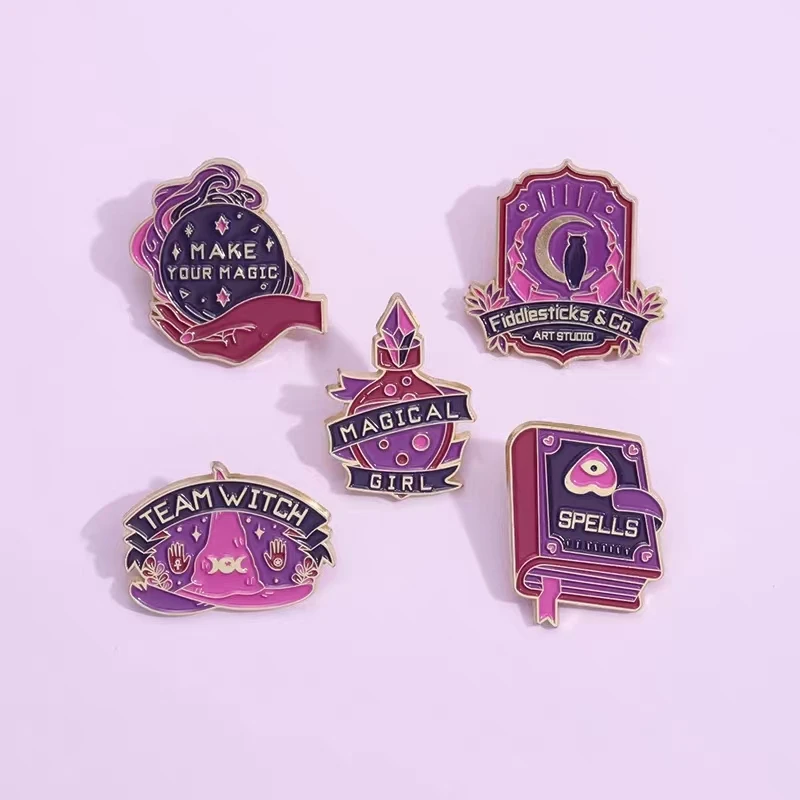 Make Your Magic Enamel Pin Magic Spells Crystal Ball Potion Black Cat Brooches Lapel Badge Gothic Jewelry Gift Wholesale