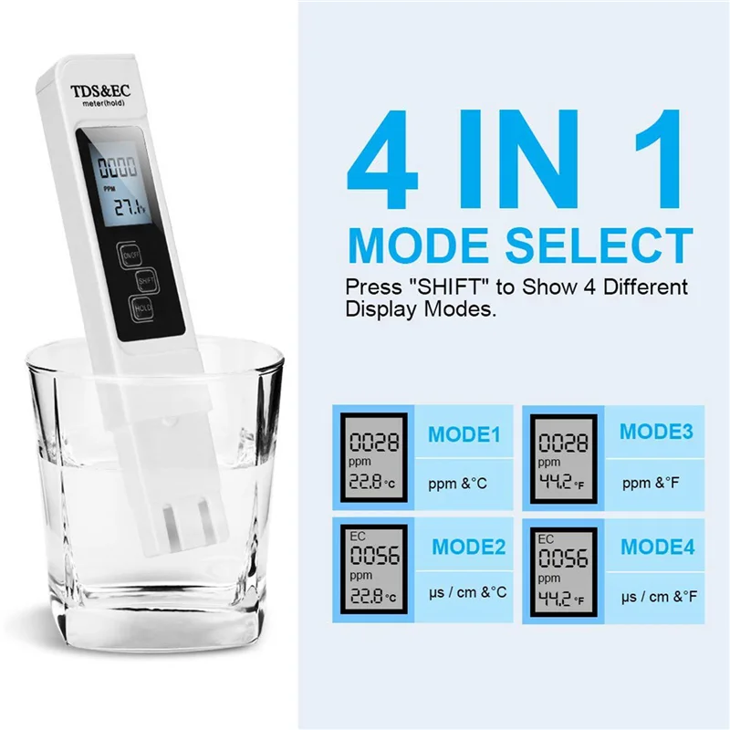 

2X pH-метр Hot Style 2025 и измеритель TDS, цифровой тестер качества воды, 0-9990 PPM, EC и измерение температуры 0,01 PH High Pr