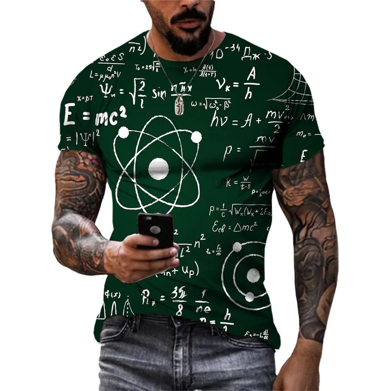 Summer New Fashion 3D Mathematical Formula graphic t shirts Trend Men Casual Street Retro Style Printed O-neck Short Sleeve Tees