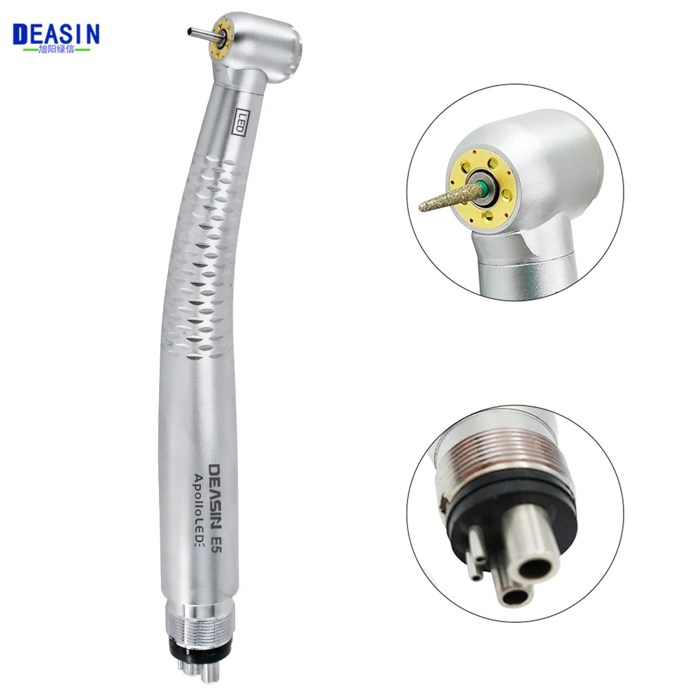 Dental High Speed 5 LED Handpiece Dentist Tips E-Generator Air Turbine B2 M4 Push Button 5 Water Spray Ceramic Rotor Tools