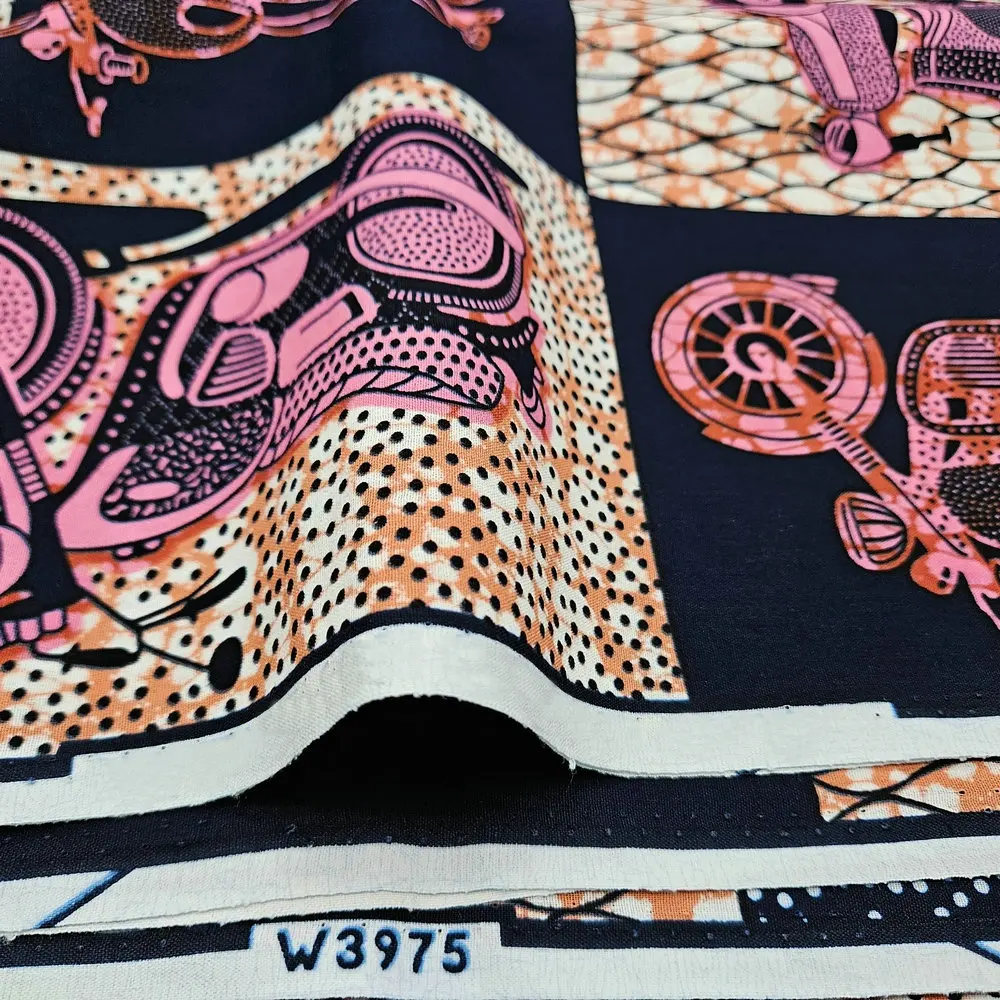 Neues Muster Afrikanischer Baumwoll-Wachsdruckstoff, Echter Wachsstoff für Quilting, Kleidung und Handarbeiten – Detail 3