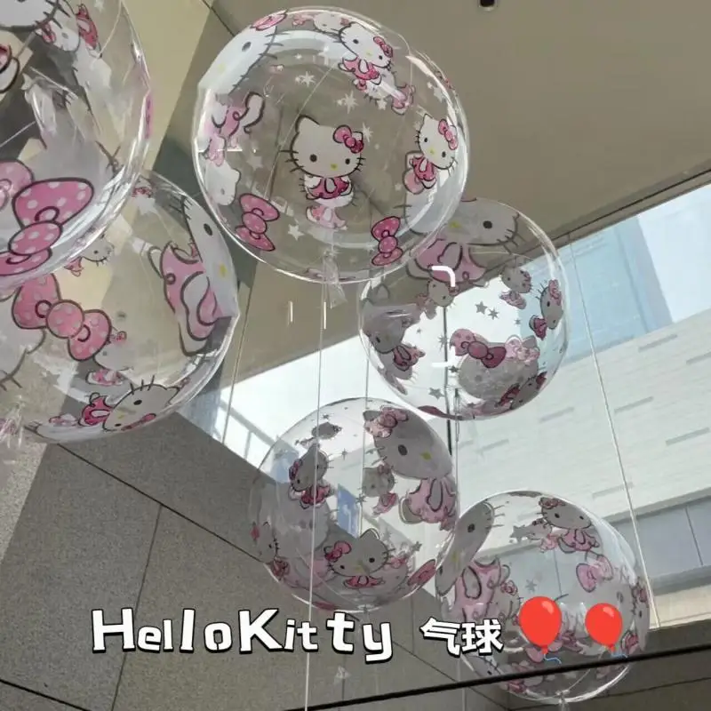 Sanrio Hello Kitty Cute Bounce Out Blitz Transparent Balloon Kawaii Kid Toy Birthday Party Decoration Home Decor Children Gifts