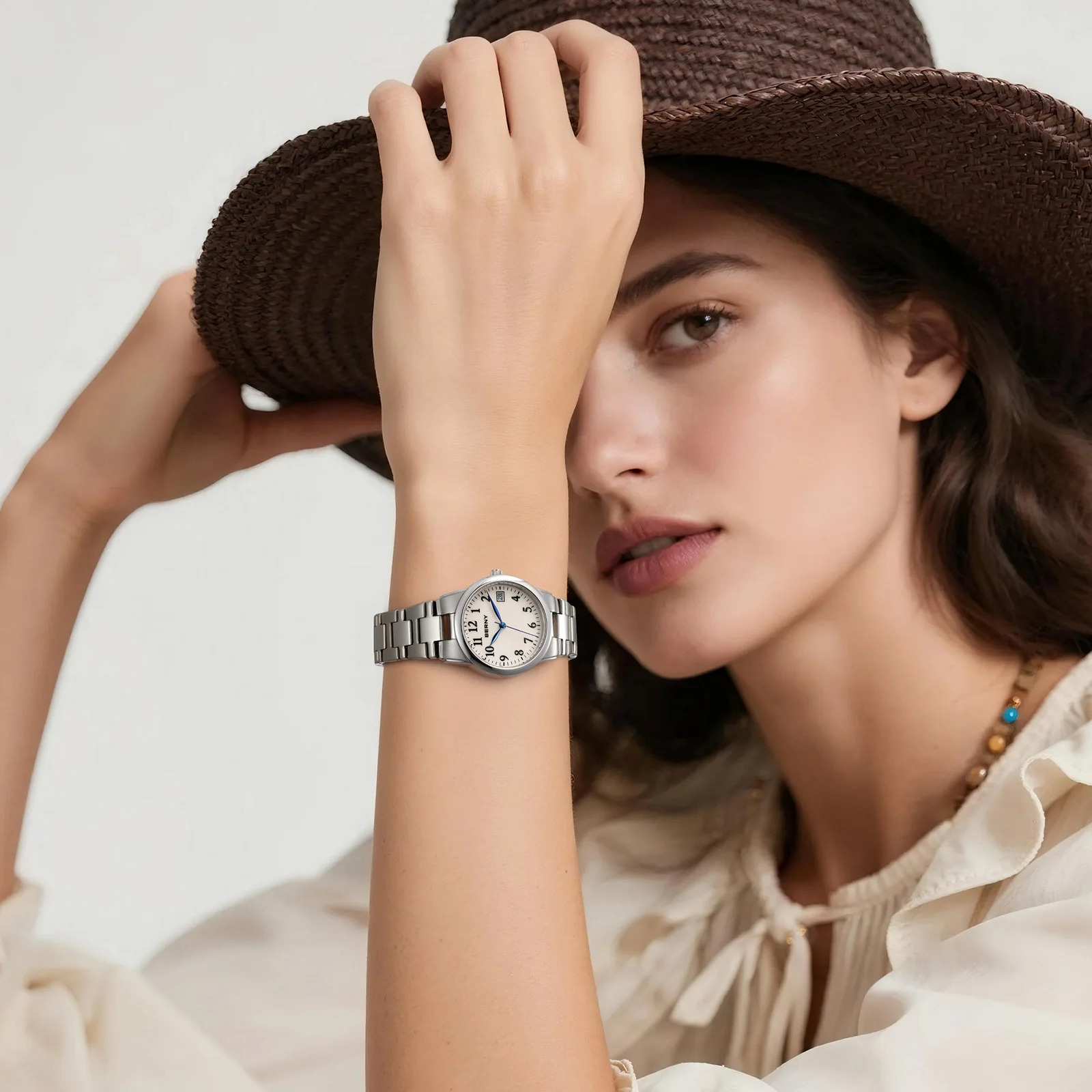 BERNY Women's Watches Full Luminous Dial Fashion Casual Ladies Quartz Watch Calendar Easy Read Elegant Wristwatch