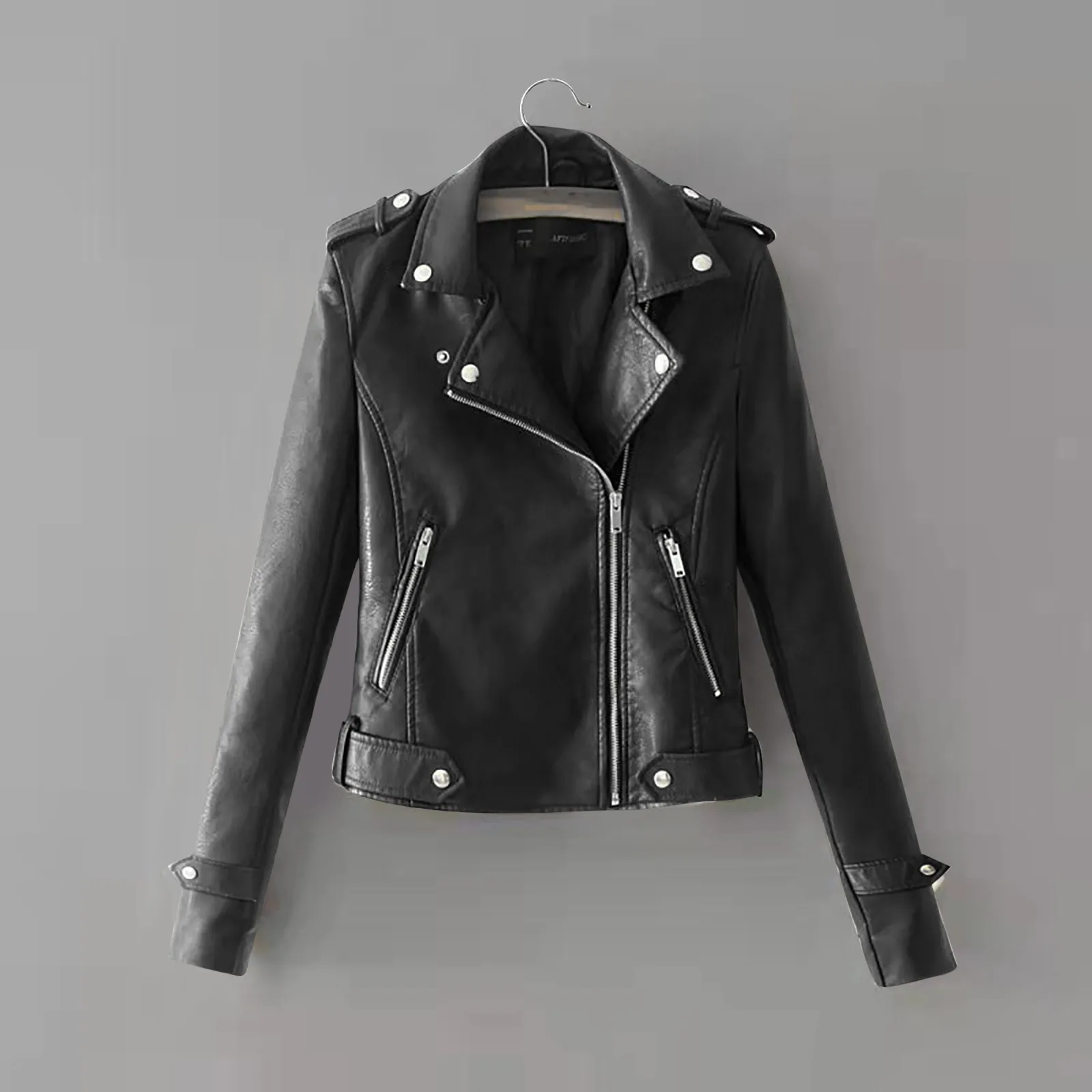 

Faux Leather Bomber Jacket y2k High Street Hip Hop Zipper Lapel Short Motorcycle Biker Outwear Coat Cool Girls Cropped Outwear