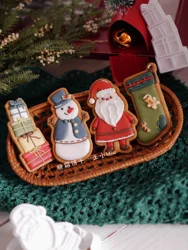 Christmas Santa Claus Sock Cookie Cutter Xmas Snowman Gift Biscuit Stamp  Sugar Craft Fondant Cake Decorating Tools Professional