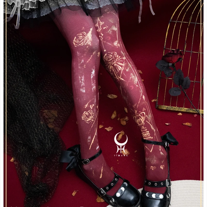 Original Design Spring Autumn New Digital Printing Lolita Women's Socks Gothic Punk Personality Creative Halloween Tights Girl
