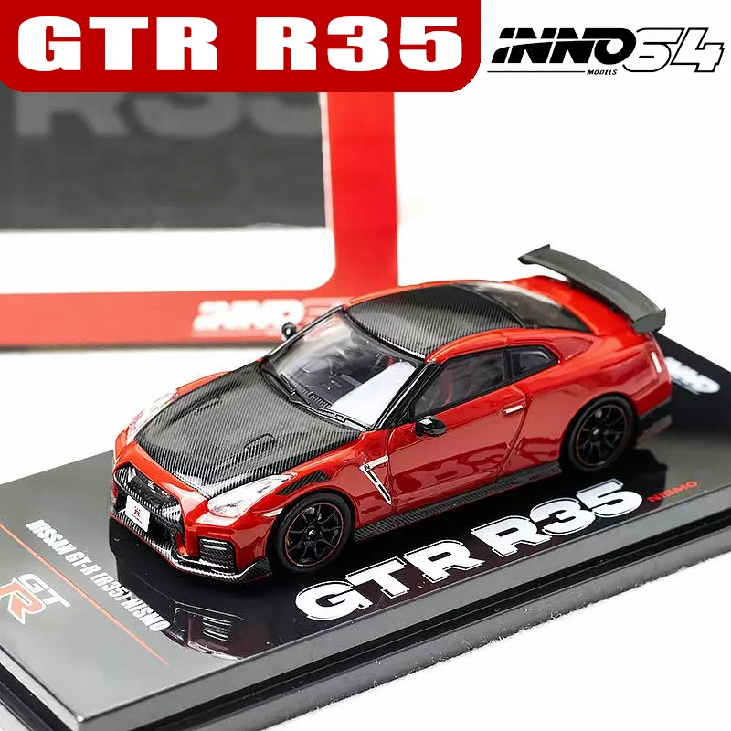 INNO 1/64 GTR R35 Rode Koolstof Legering Motorvoertuig Speelgoed spuitgieten Metalen Model Collectie Jongen Kerstcadeaus