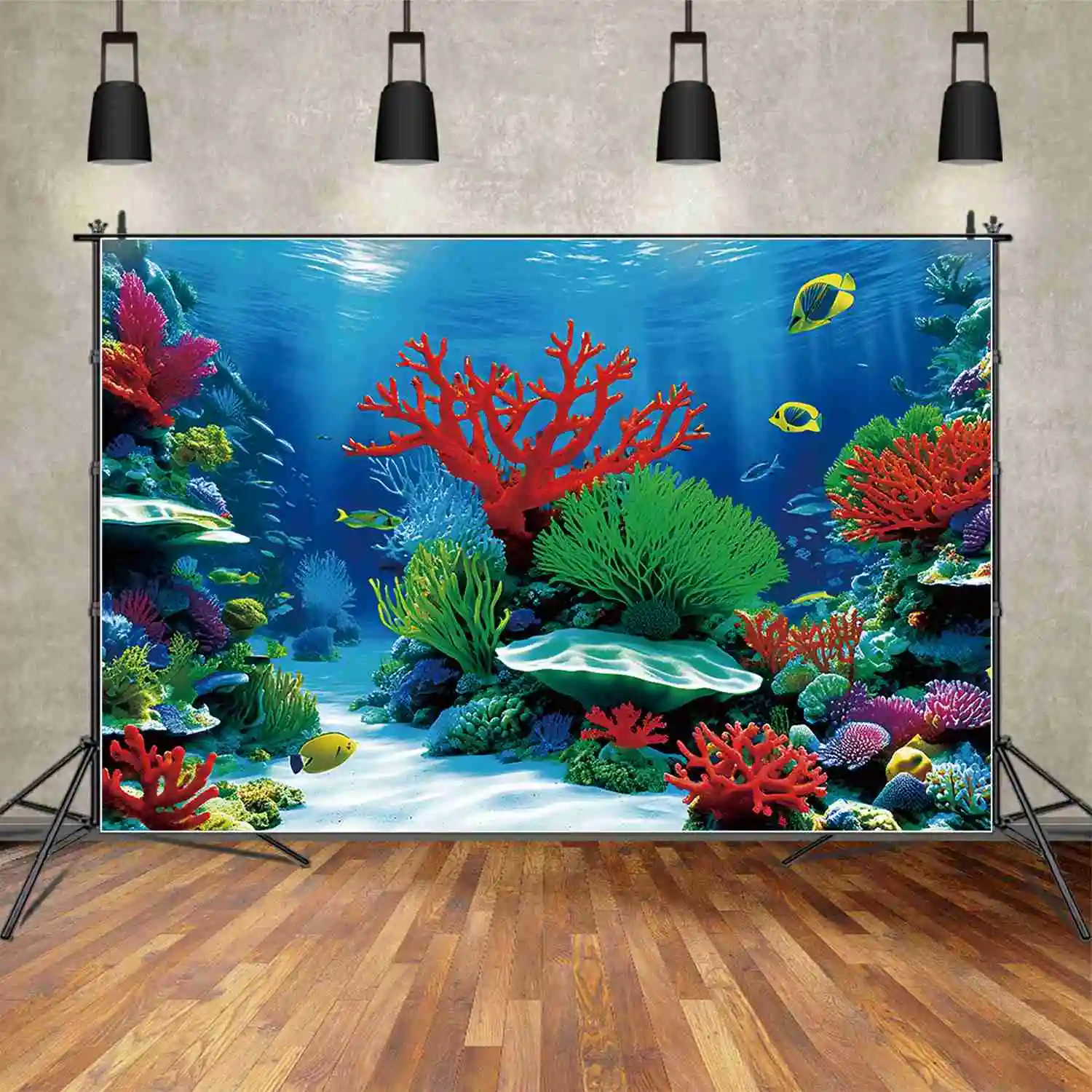 Mond. qg blau Meerwasser Aquarium Hintergrund Kinder Sommer Unterwasser Urlaub Hintergrund benutzer definierte Party Dekoration Fototermin Requisiten