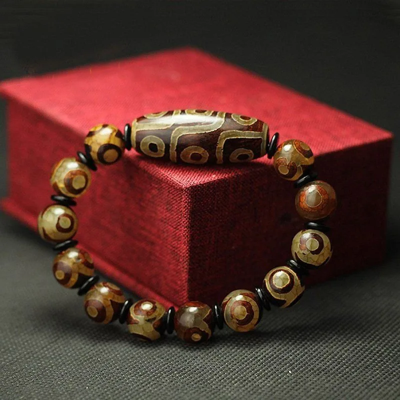 

New Agate Three-eye Nine-eye Dzi Bead Bracelet for Men and Women Couples Bracelet