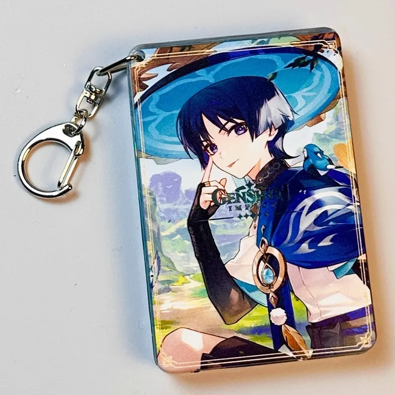 Genshin Impact Kaedehara Kazuha Yae Miko periféricos de juego creativo acrílico arenas movedizas llavero de doble cara colgante para bolso escolar