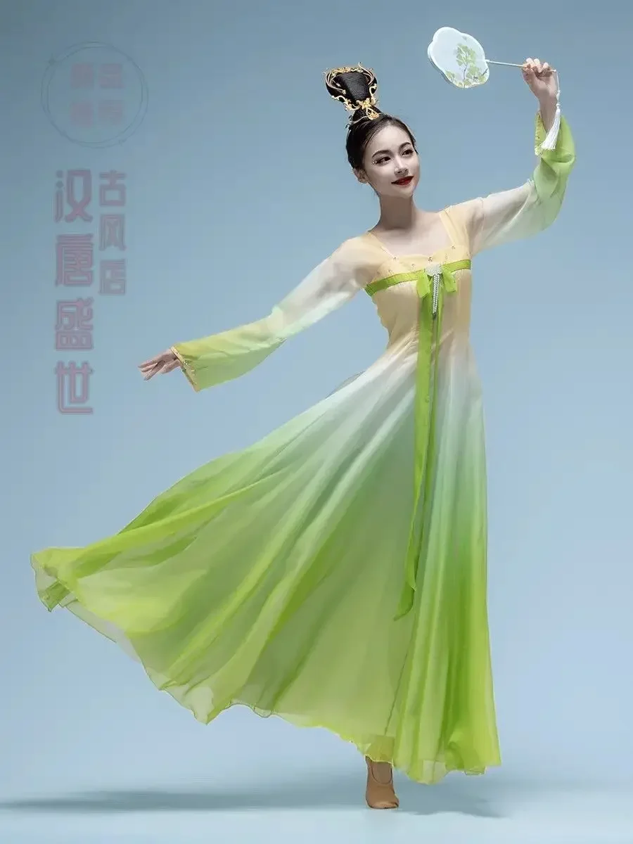 Traditional Chinese Classical Dance Costume For Women Chinese Style Stage Outfit Showcasing An Elegant And Long Mesh Dress