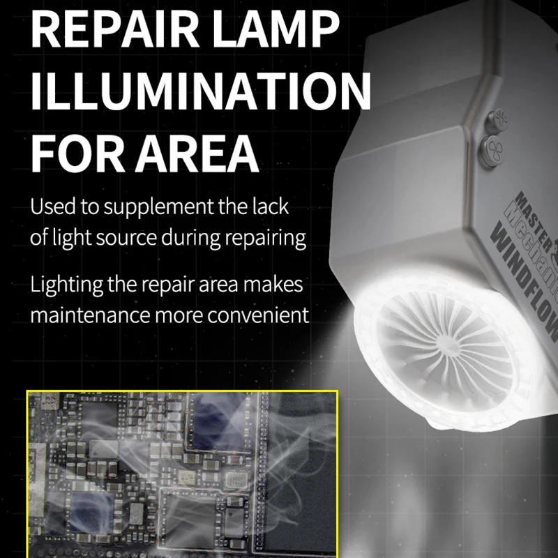 Механик WindFlow X, инструмент для извлечения дыма для микроскопа, материнская плата, ремонт печатной платы, сварочный вентилятор, инструмент для извлечения дыма