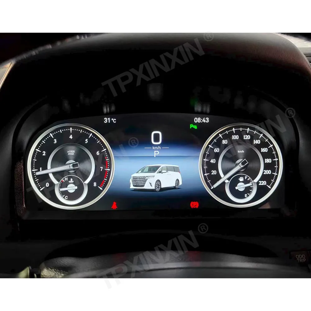 Painel Digital LCD para Toyota Alphard Série 30 35 2015-2019 - Painel de Instrumentos LCD, Velocímetro e Odômetro