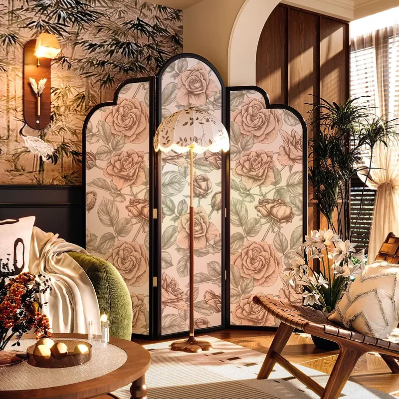 for French Folding Screen Partition for Living Room Home Dining Room Sofa Background Corner Decoration American Mobile
