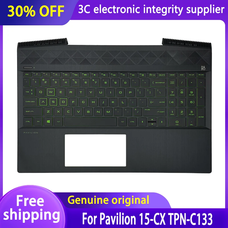 ใหม่ Original US แป้นพิมพ์สําหรับ HP Pavilion 15-CX TPN-C133 15-CX003 แล็ปท็อป Palmrest พร้อม Backlit คีย์บอร์ดด้านบนสีขาวสีเขียว