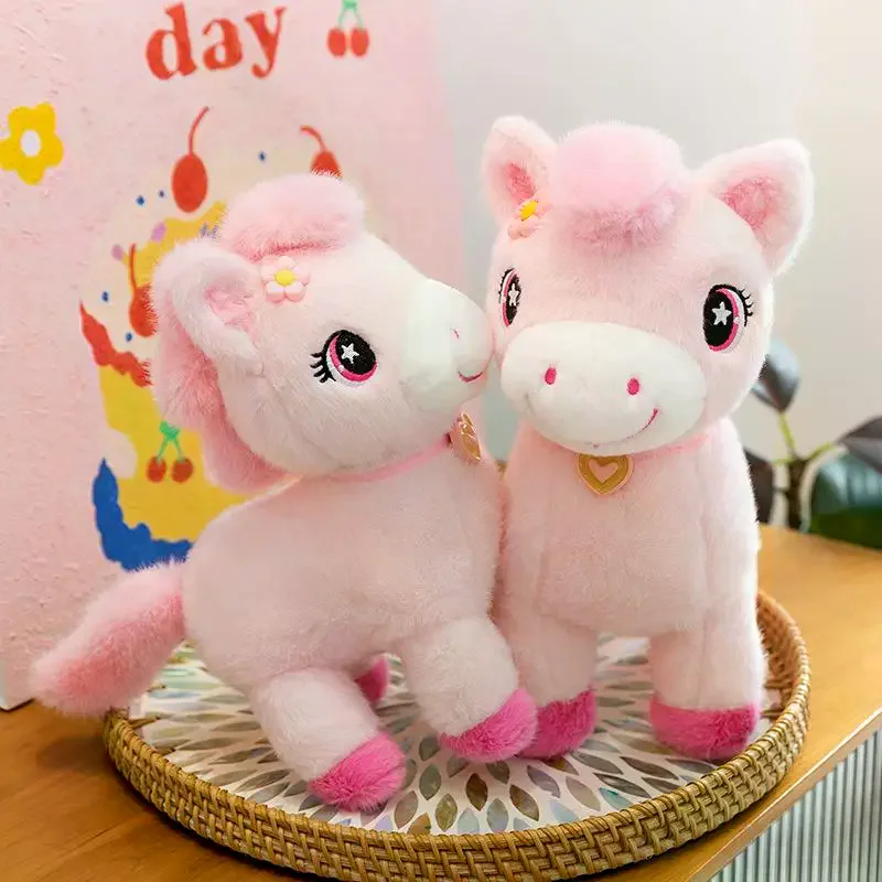 1 Uds. Regalo de cumpleaños clásico para niños, muñecos de caballo simulados, animales de peluche, juguetes de peluche de poni súper realistas de alta calidad