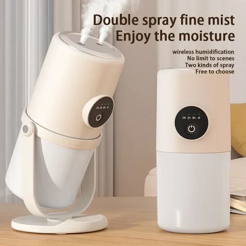 280ML 2 Hole Humidifier Cold Mist Humidifier พร้อมตัวจับเวลาชาร์จ USB Silent Mini Humidifier Night Light สําหรับห้องนอนสํานักงานรถ