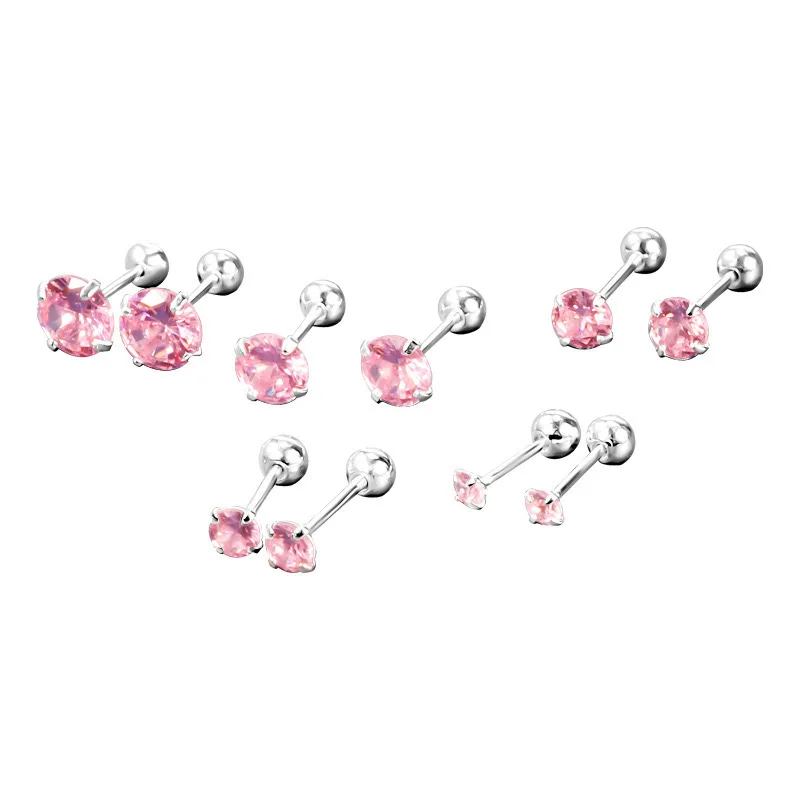 Korean Fashion Tiny Clear Crystal Tragus Stud Earrings for Women Exquisite Sparkling Purple/White Crystal Ear Piercing Jewelry