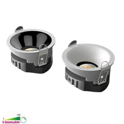 Foco COB regulable ultradelgado, foco antideslumbrante de aluminio, empotrado, 5W, 7W, 8W, 10W, 18W, iluminación interior