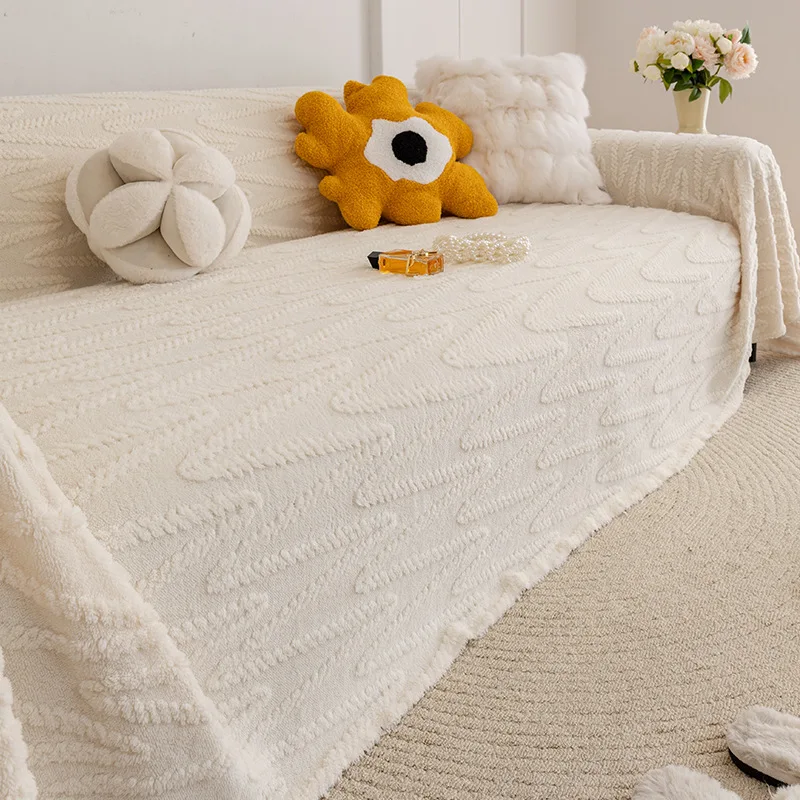 

Полотенце для дивана из синели для гостиной, домашний декор в скандинавском стиле с краями кисточек, комплект трехместного дивана