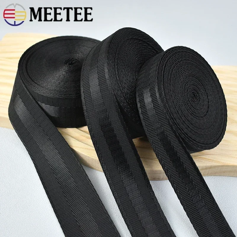 2/5/8/10M 25/32/38mm Nastri in nylon nero 1.2mm di spessore Nastro per cintura di sicurezza auto Sling Band Cucito Treccia Vincolante Trim