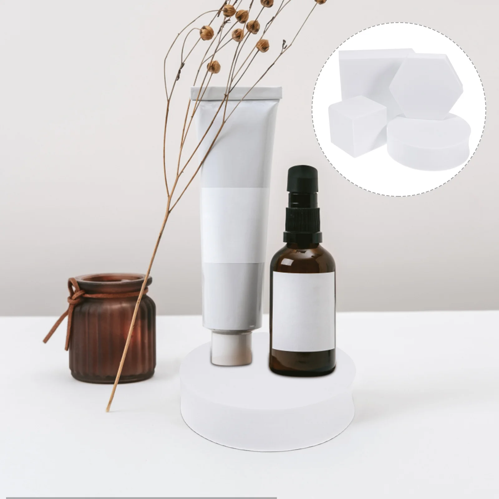 

4pcs Geometric Cube Photo Foam Product Photography Props For Cosmetics Jewelry Perfume Small Items Lightweight Portable Durable