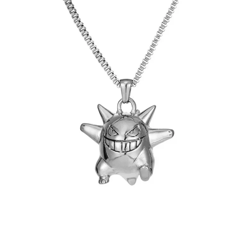 

Anime Pikachu New Gengar Necklace Pendant Jewelry Peripheral Cartoon Titanium Steel Clothes Accessories Gifts Toys