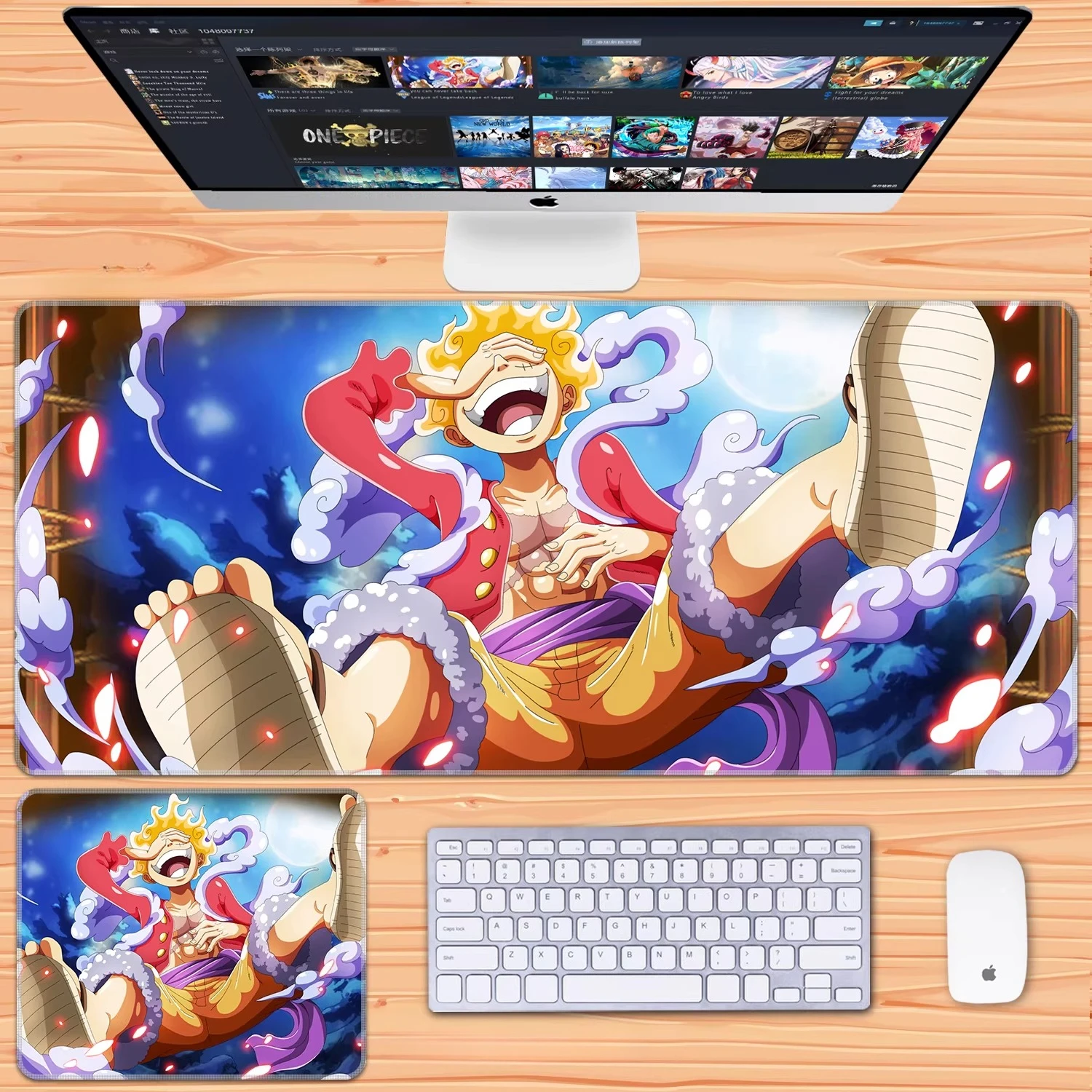 Cute Decorative Wallpaper One Piece Leather Mouse Pad Large Size Anime Boys Zoro Office Non-Slip and Dirt-Resistant Keyboard Mat
