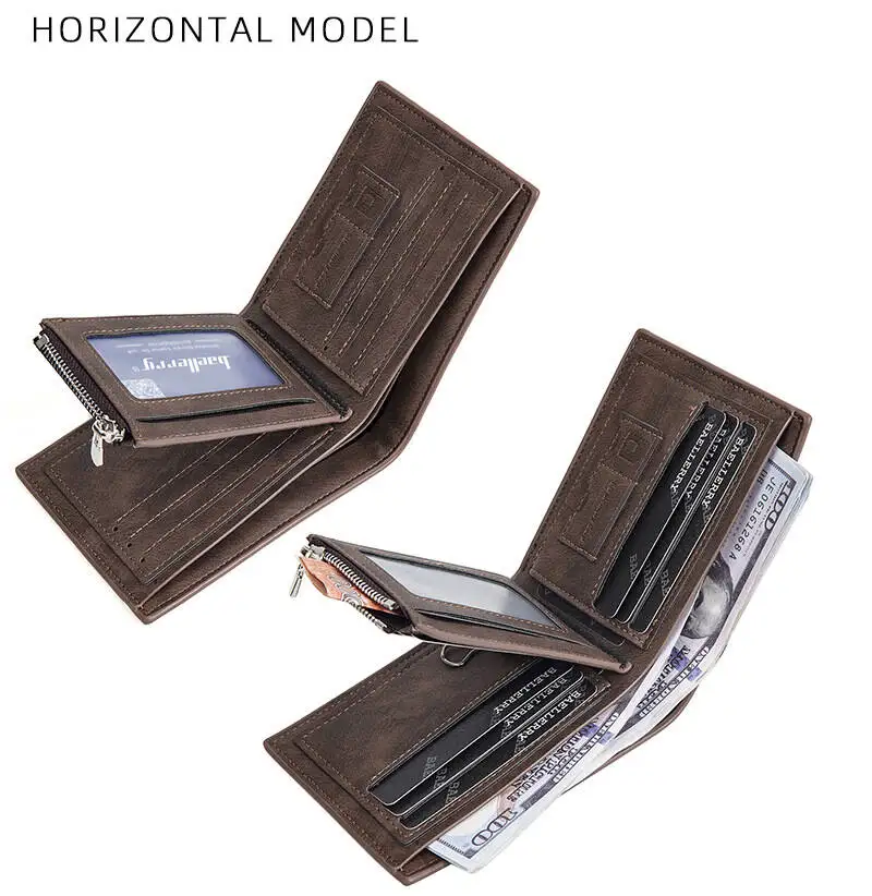 Colorblock Multi-Card Trifold Horizontal And Vertical Card Holder New Trend Men's Short Wallet Fashion Casual Zipper Coin Purse